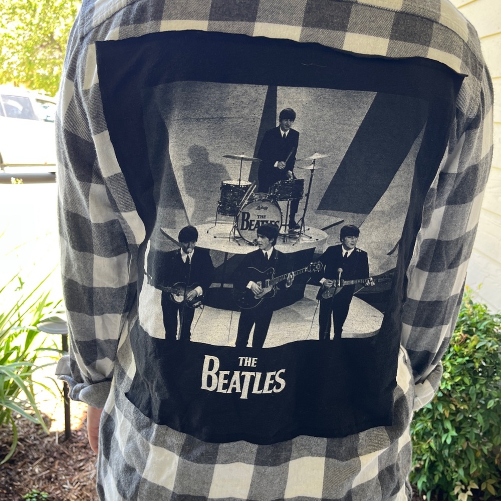 Beatles Upcycled Flannel Shirt unisex Medium M